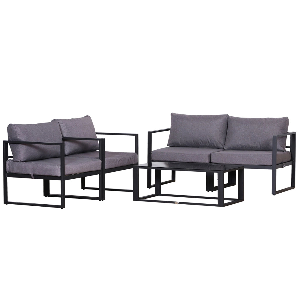 Set Divano da Giardino 4 Pezzi con Tavolino e Cuscini ¨C MINIMAL ¨C Polyrattan, Grigio