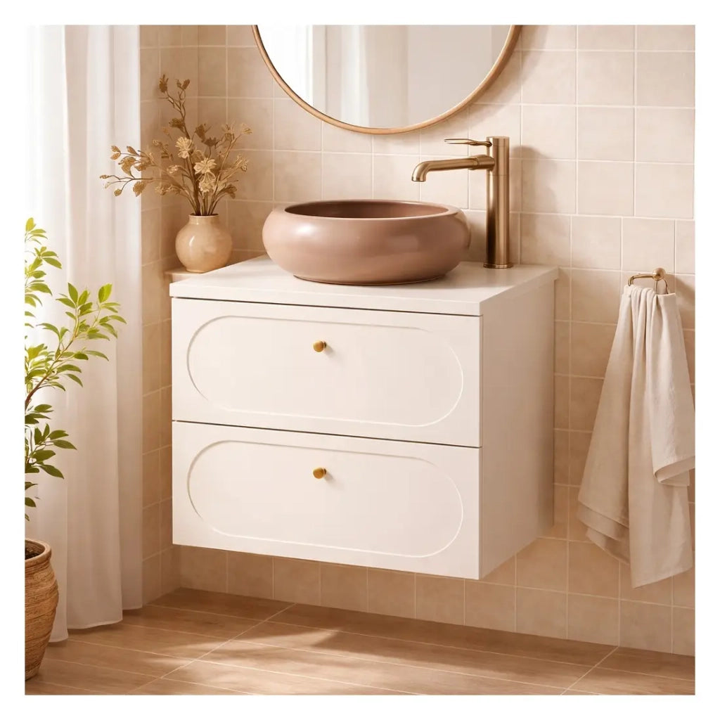 Set da bagno TORNADO beige: mobile sotto lavabo 80cm + piano per lavabo