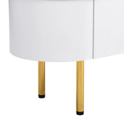 Mobile Porta TV con 3 Cassetti; Maniglie e Piedini Dorati; Angoli Arrotondati; Finitura Laccata; in MDF; 174??35??41 cm; Bianco