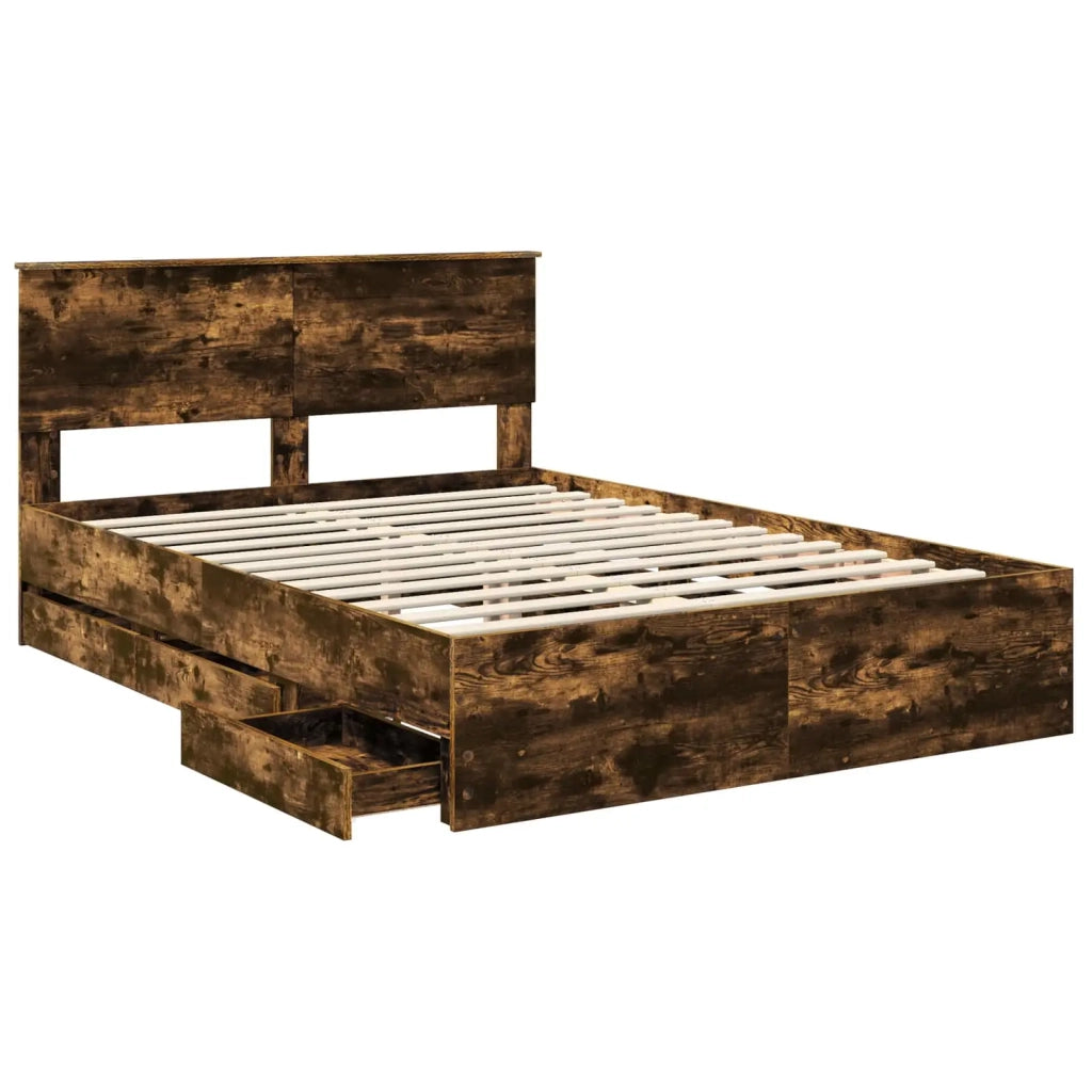 Struttura del letto con cassetto Rovere fumé 150 x 200 cm 3407974
