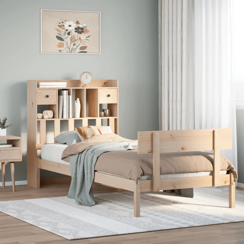 Letto Libreria senza Materasso 90x200 cm Legno Massello Pino 3321828