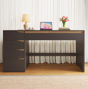 Scrivania 140x50 cm con 5 cassetti; MDF; grigio