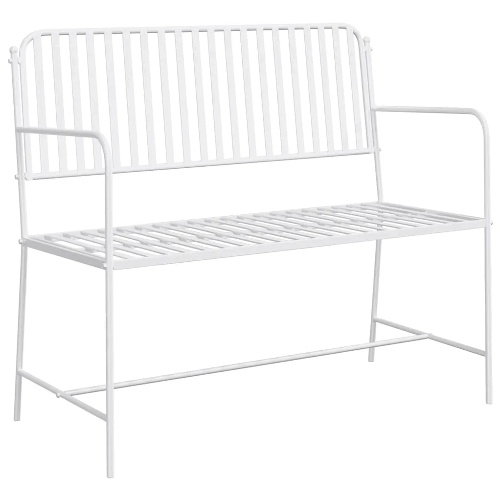 Panchina da giardino Bianco Puro 103,5 x 51,5 x 90 cm Acciaio 42008116