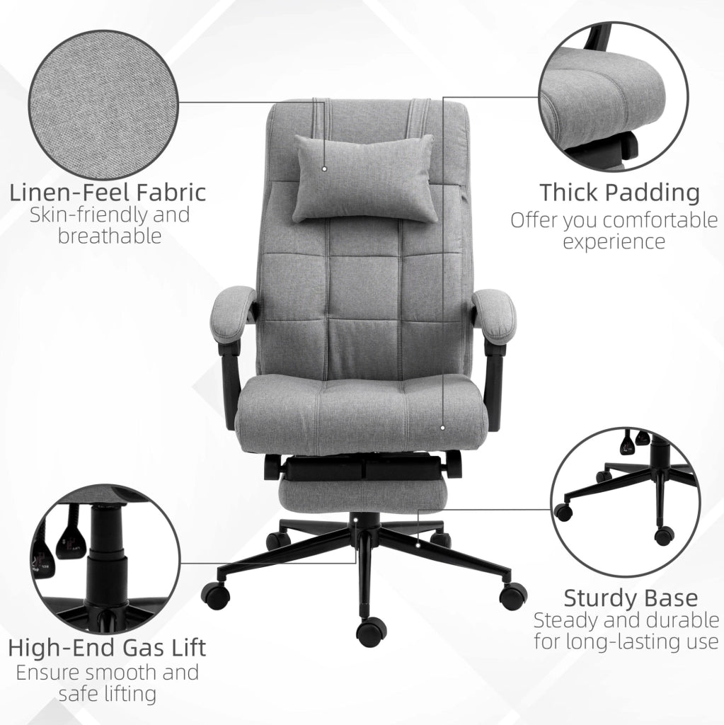 Sedia da ufficio ergonomica girevole in lino grigio chiaro