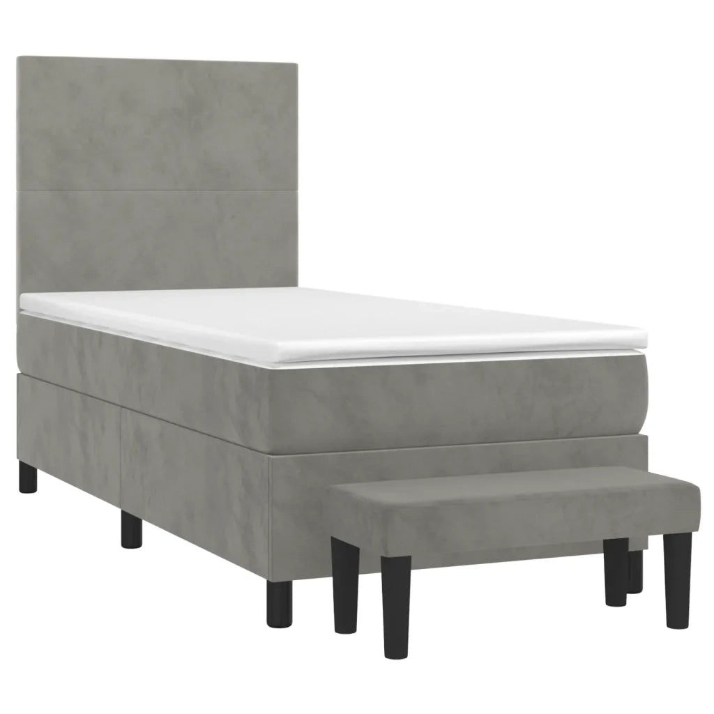 Giroletto a Molle con Materasso Grigio Chiaro 80x200 cm Velluto cod mxl 63869