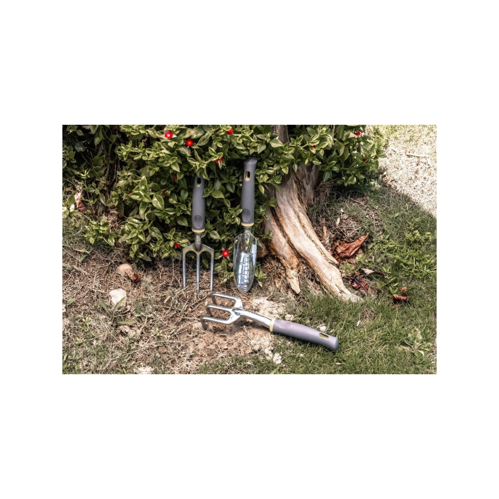Set di 3 attrezzi da giardino - Suan - Forca, rastrello per fiori e trapiantatore - Alluminio
