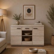 Madia Hami, Credenza 3 Ripiani, 120x42x87h cm Marrone Rovere