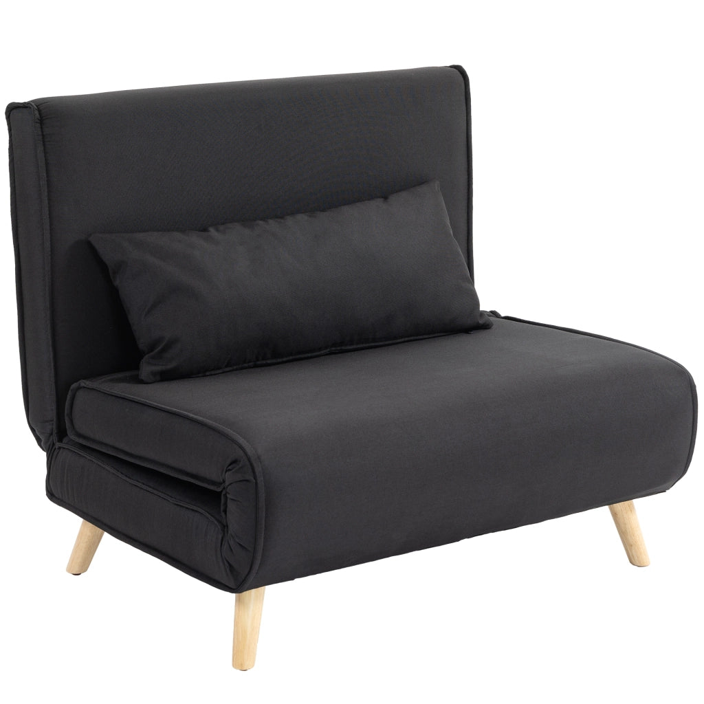 Poltrona Letto Reclinabile in Tessuto ¨C zephmum ¨C Nero 94x78x80 cm