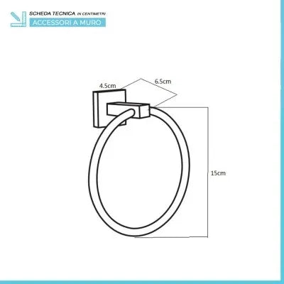 Set accessori a muro 5 pezzi in acciaio nero opaco e viti incluse  Levante