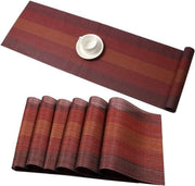 Tavolo di plastica PVC resistente alle macchie, lavabile, con superficie antiscivolo, set di 6 tovaglioli e 1 coperchio per tavolo (rosso)