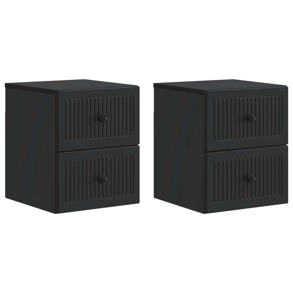 Mobiletto da notte a muro 2 pcs Nero 33 x 34,5 x 40 cm