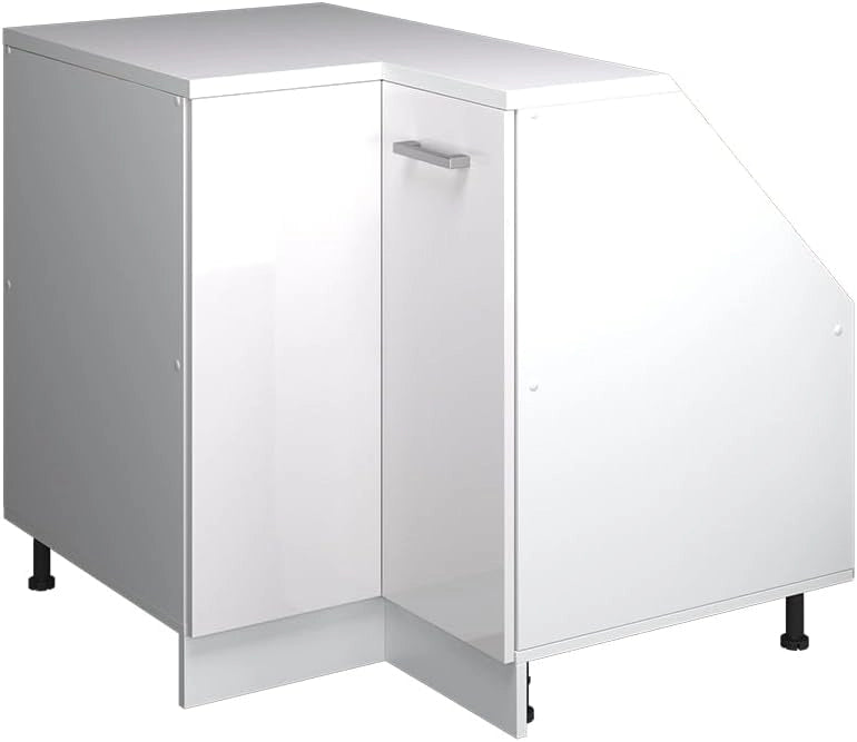 Mobile sottotetto Mobile angolare Rion, Bianco lucido, 75.6 x 81.6 cm con 1 porta, carcassa dell’armadio profondità 60 cm, adatto per il salvaspazio sotto tetti spioventi