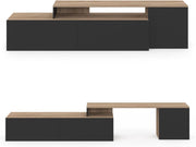 BASILE mobile TV angolare modulare da 180-240 cm in legno e nero