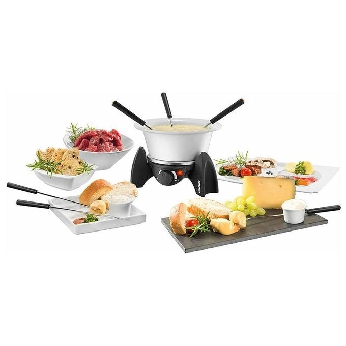Unold 48615 Set per Fonduta Elettrica 6 Persone 0.8 L 500 W Acciaio Inossidabile Ceramica colore Nero