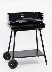 Barbecue a Carbone Baltasar 58x38x82 cm con Griglia in Acciaio Inox e Paravento Nero