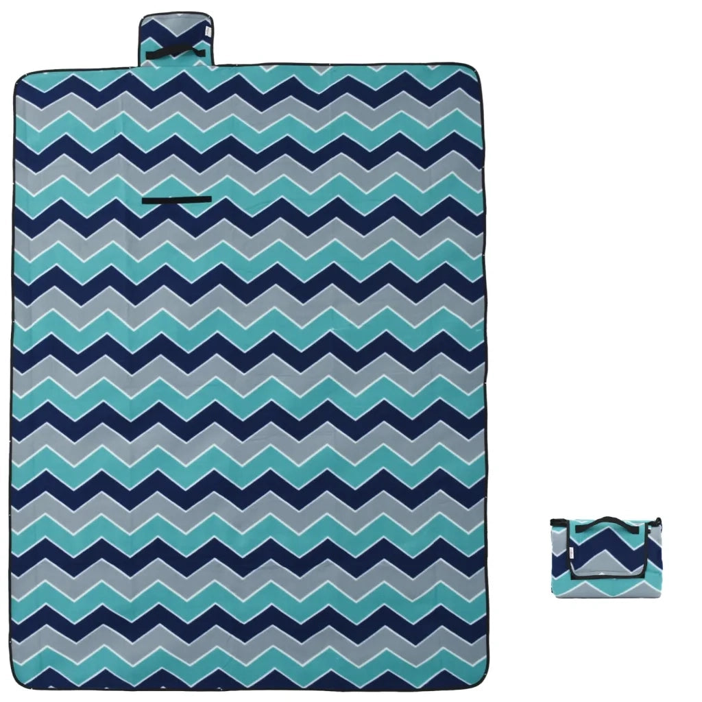 Tovaglia da Picnic Pieghevole A Onde Blu 200x150 cm in Velluto CFW9824687