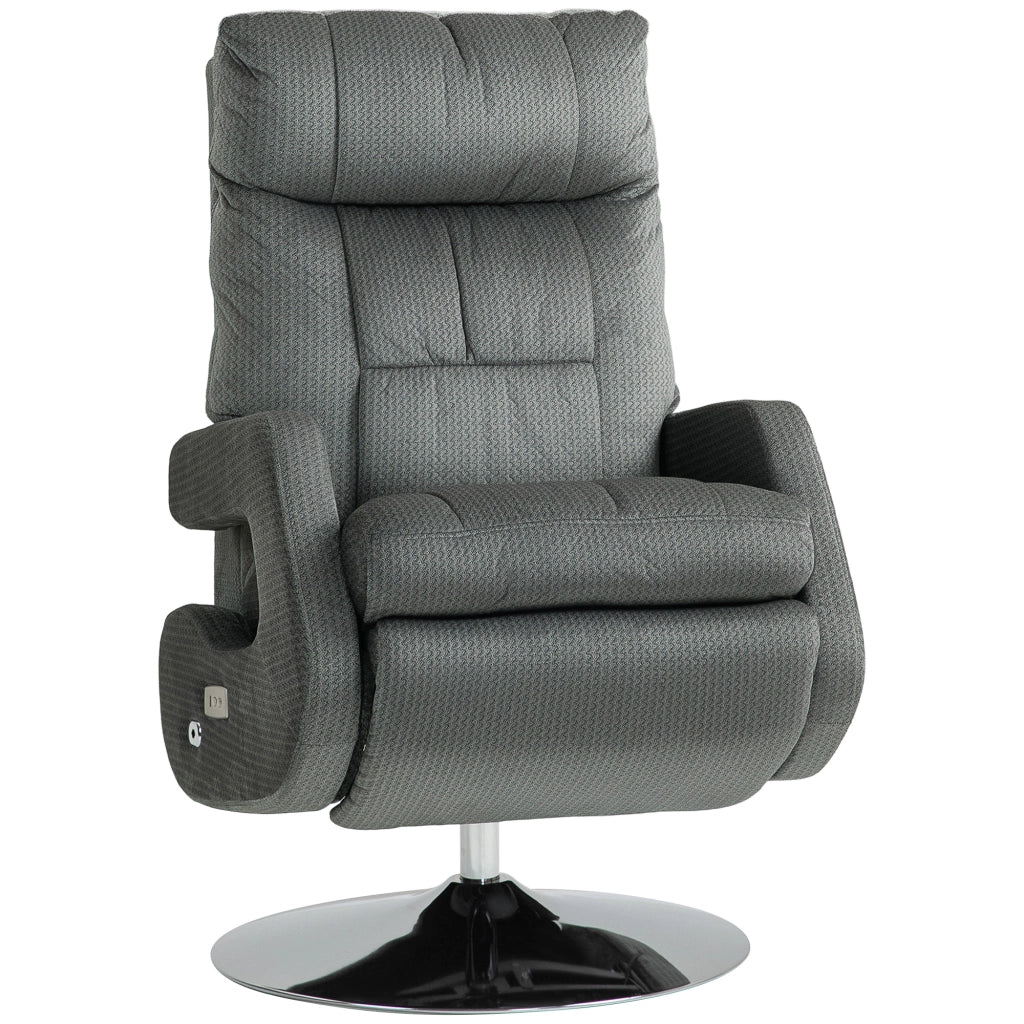 Poltrona reclinabile elettrica con USB e poggiapiedi ¨C zephmum ¨C Tessuto velluto grigio