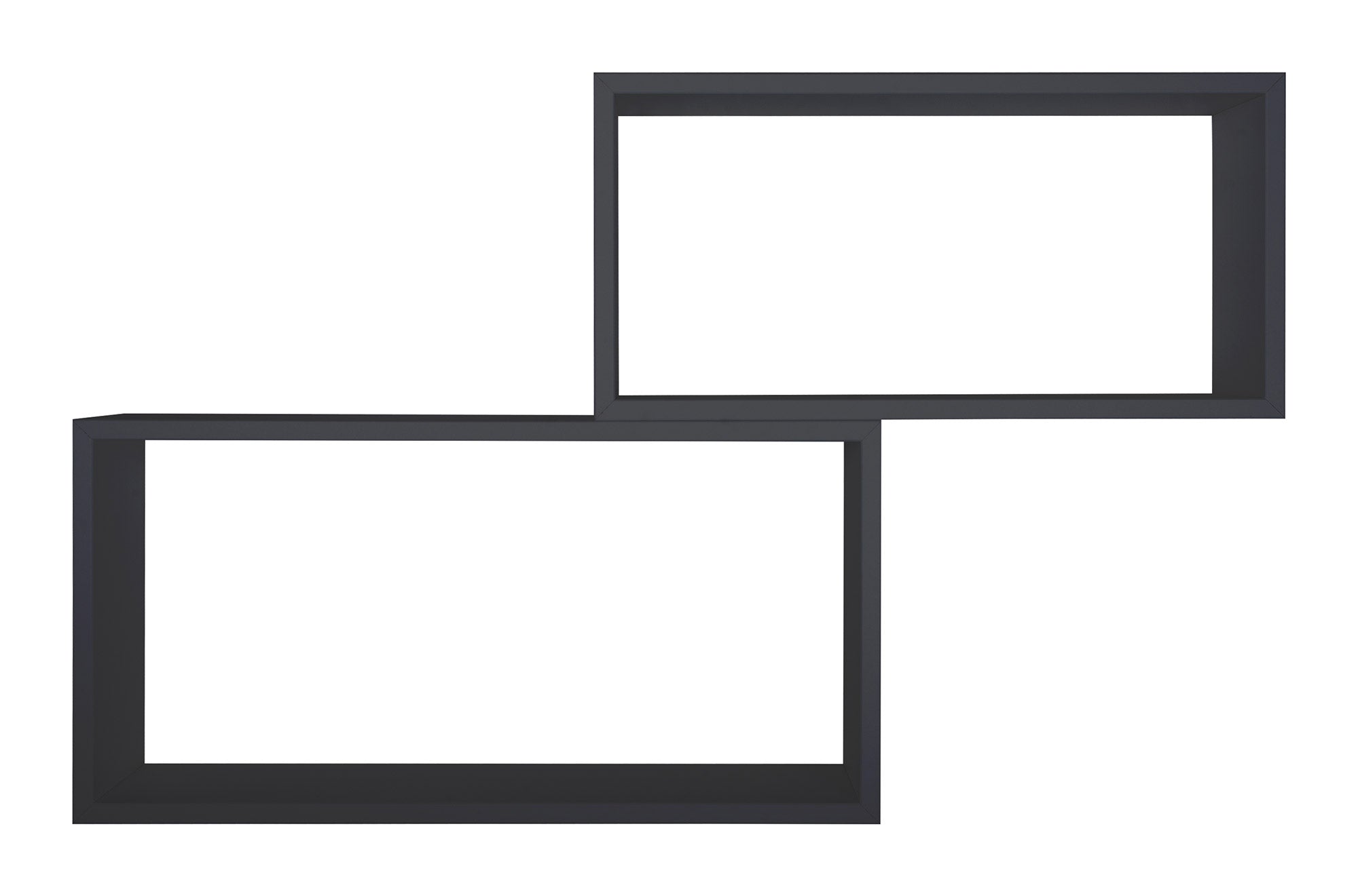 Set 2 Mensole Cubo da Parete Rettangolare in Fibra di Legno Bislungo Nero