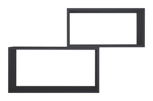 Set 2 Mensole Cubo da Parete Rettangolare in Fibra di Legno Bislungo Nero