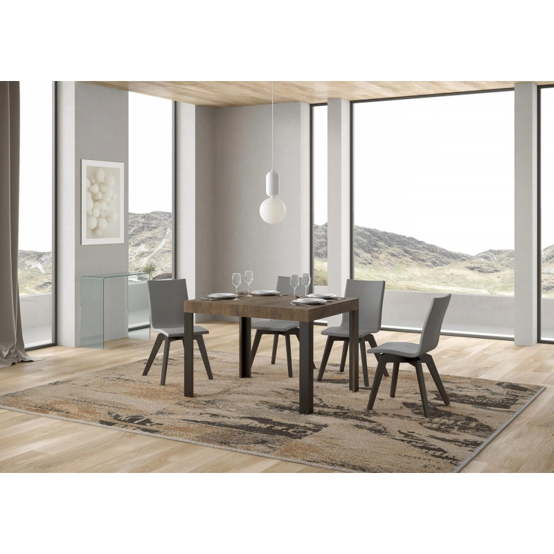 Tavolo allungabile 70x110/194 cm Linea telaio Antracite - Noce