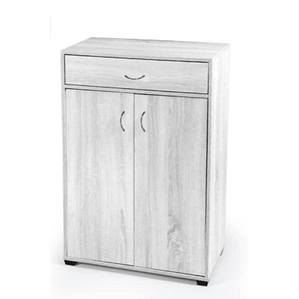 Trade Shop - Mobile Scarpiera Armadio 2 Ante Cassetto 5 Ripiani Legno Bianco 95x63x33cm 770937 -