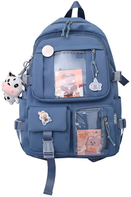 Borsa per bambina, nylon, hanger per badge, blu, 44 x 31 x 14 cm