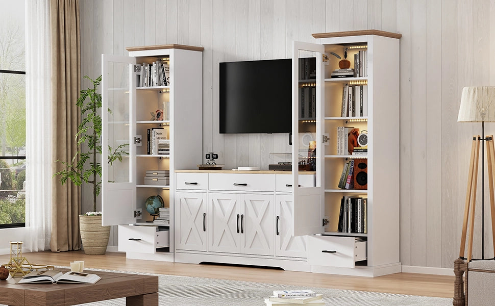 Vetrina Moderna Bianca 50x35x178 cm Mobile a Colonna con Luci LED e Presa USB