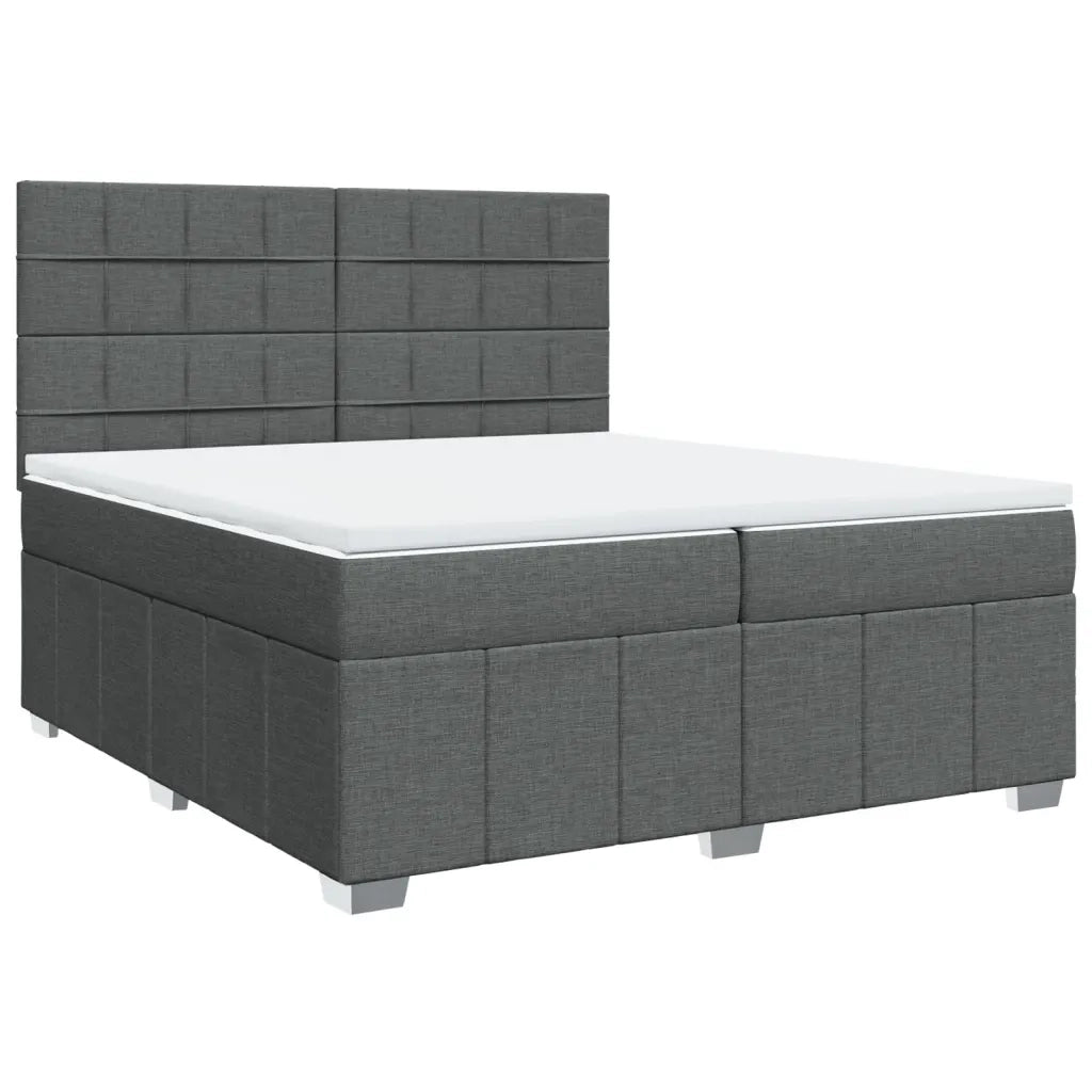 Giroletto a Molle con Materasso Grigio Scuro 200x200 cm Tessuto