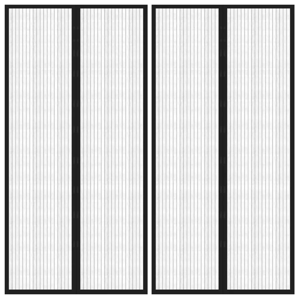 Tende Antimosche per Porta 2 pz con Magneti Nero 220x100cm  cod mxl 69382