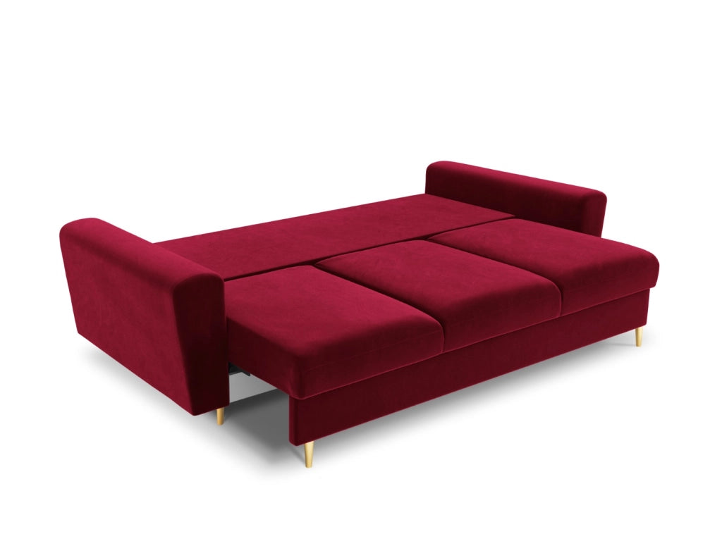 Cosmopolitan Design - Divano convertibile con contenitore "Kyoto" 3 posti in velluto rosso 