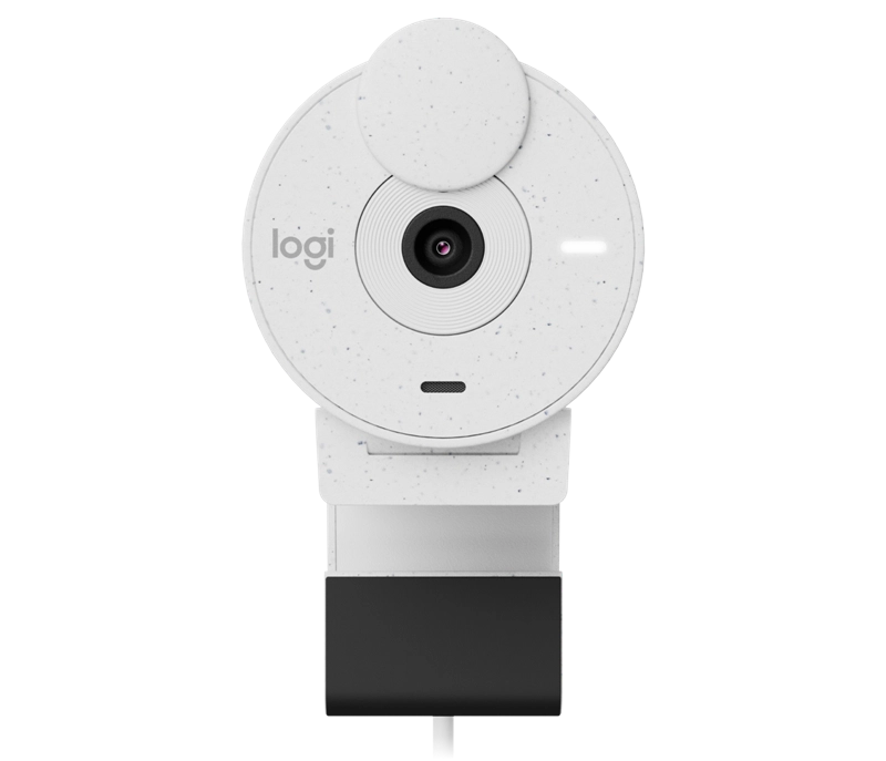 ORIGINAL Logitech Accessori per computer Bianco 960-001442 Webcam Logitech Brio 300 Webcam Full HD con Otturatore Privacy, Mic con Riduzione del Rumore, USB-C, Certificata per Zoom, Microsoft Teams, Google Meet, Correzione Automatica della Luce, Bianco