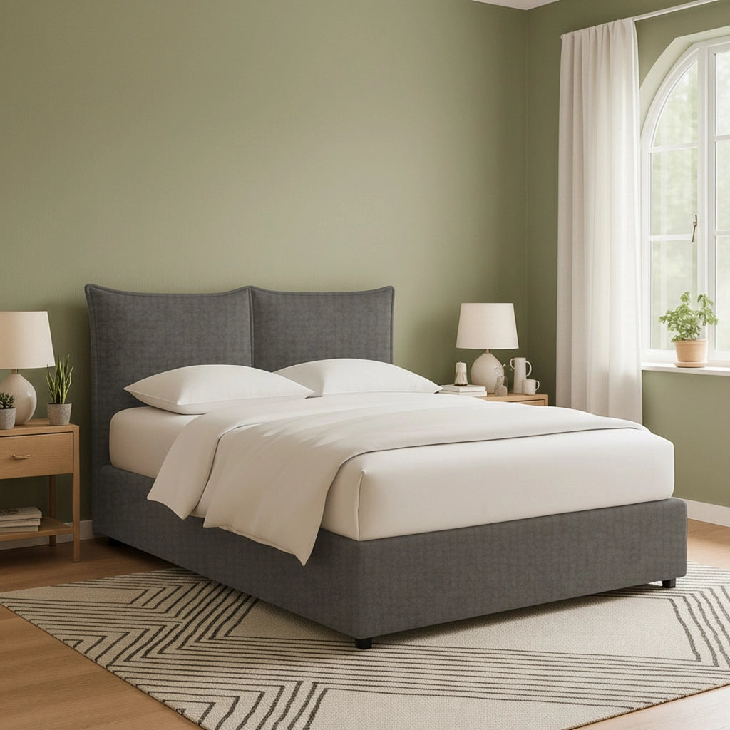 Wetherby, Letto Matrimoniale Sfoderabile Made in Italy, Grigio Tortora