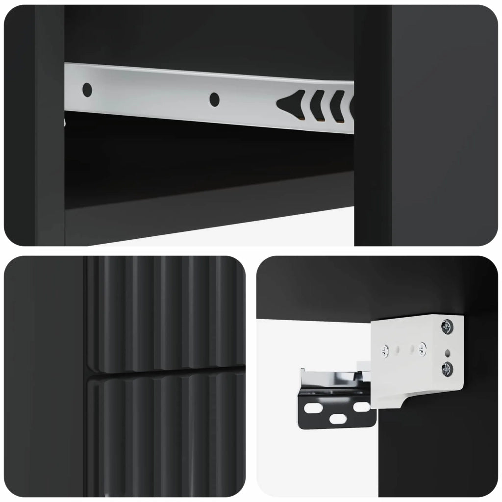 Mobiletto da notte a muro con cassetto Nero 34,5 x 33 x 40 cm 898977