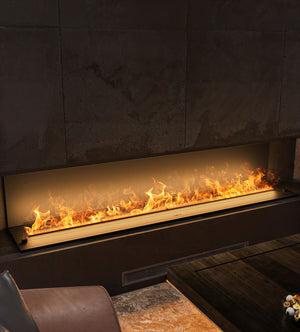 Camino a Vapore Elettrico da Incasso Invapo Inside C2200 Effetto Fiamma 3D in Acciaio Nero