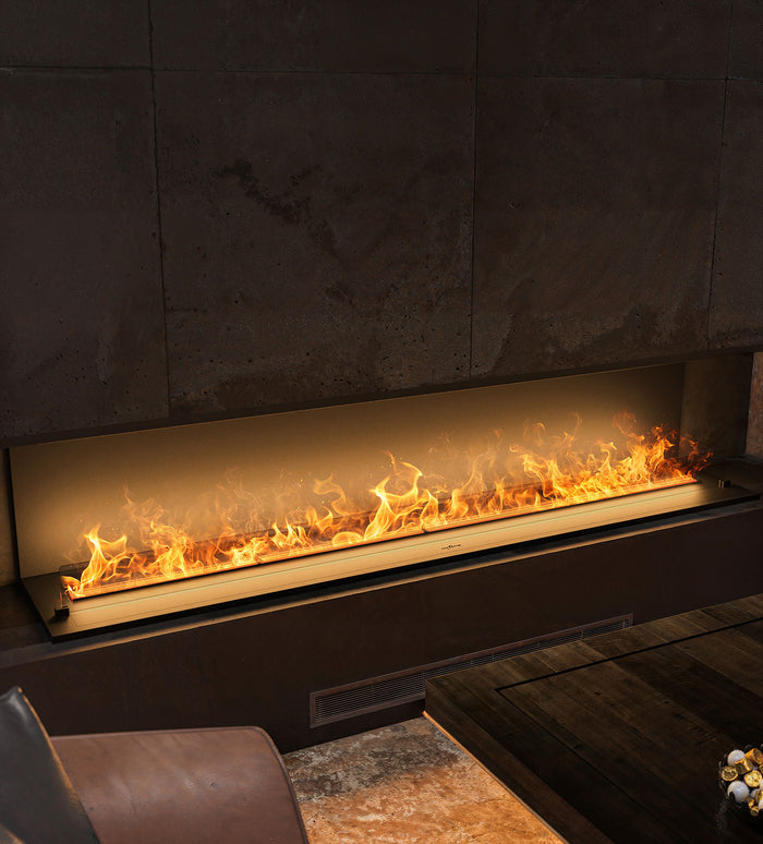 Camino a Vapore Elettrico da Incasso Invapo Inside C2200 Effetto Fiamma 3D in Acciaio Nero