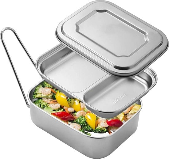 Contenitore per cibi - Acciaio inossidabile - Doppio strato - Imprigiona liquidi - 850 ml - 3 contenitori - Ecologico - BPA libero - Adatto per snack, frutta, muesli, zuppe e pasti principali