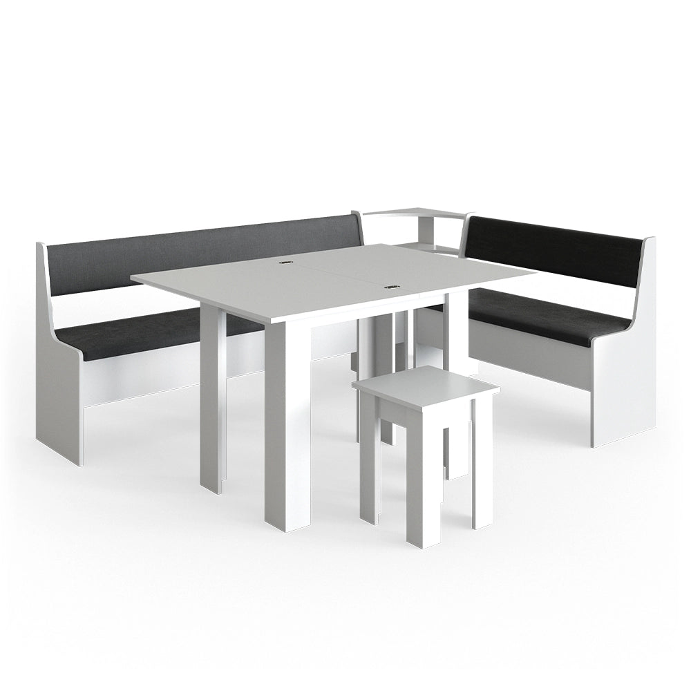 Vicco Gruppo panca ad angolo Bianco 210 x 41.5 cm con tavolo