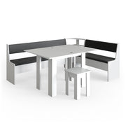 Vicco Gruppo panca ad angolo Bianco 210 x 41.5 cm con tavolo