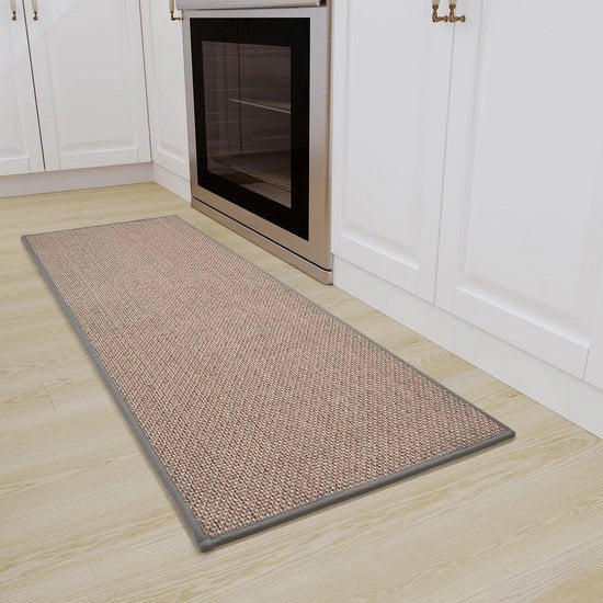 Mat di Cucina 40x120 Antiscivolo con Aspetto Sisal Resistente al Punto di Contatto e Antiscivolo Tappeto Antimacchia in Sisal Grigio