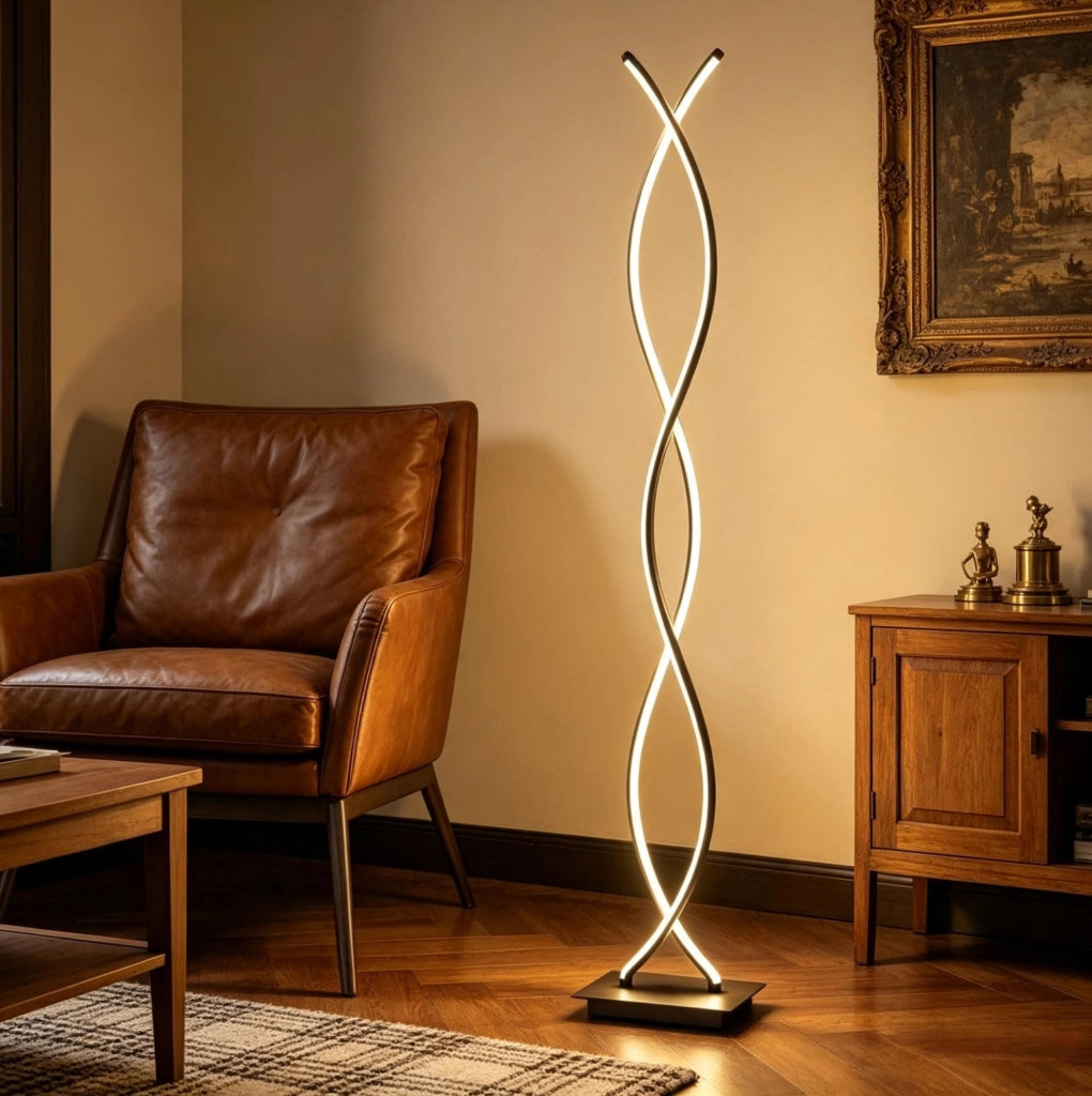 LAMPADA DA TERRA LED 35x20x140 cm Alluminio e Acrilico Nera
