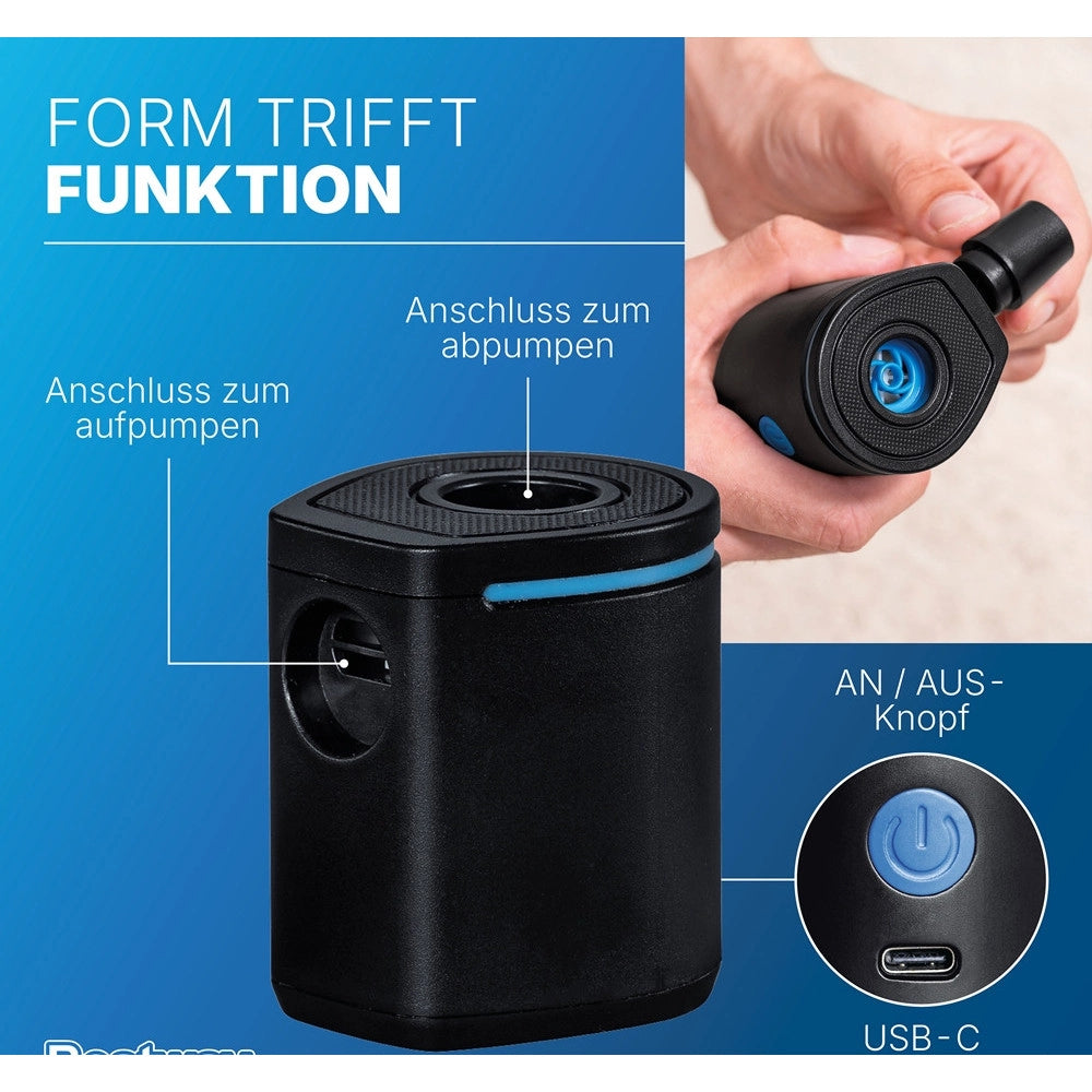 Trade Shop - Pompa Di Gonfiaggio Elettrico Powertouch Pocket Usb Da 90 L/min Con 3 Adattatori 62289 -