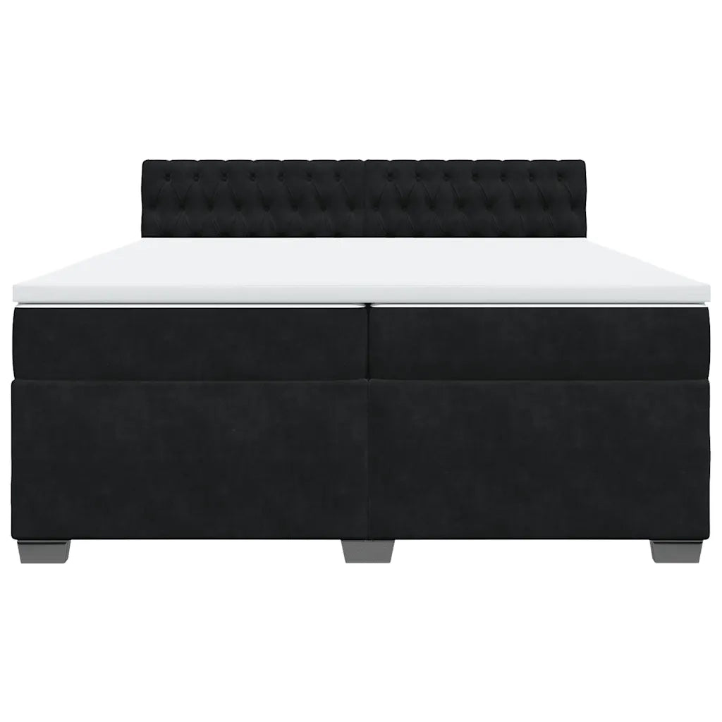 vidaXL Giroletto a Molle con Materasso Nero 200x200 cm in Velluto