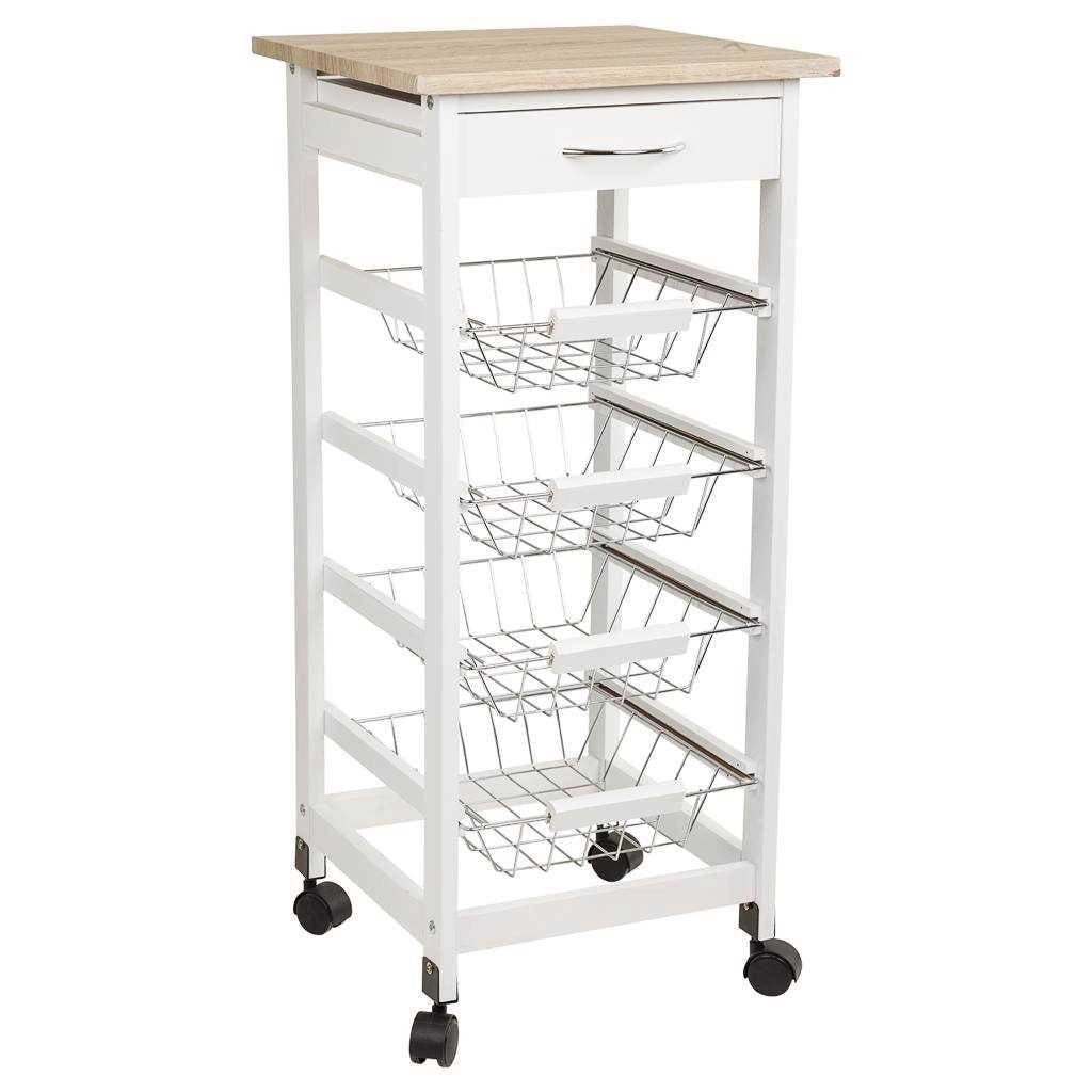 Kit carrello in legno bianco 47x38x82 cm