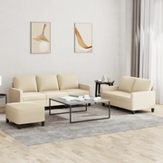 Set di Divani 3 pz con Cuscini Crema in Tessuto 3201470