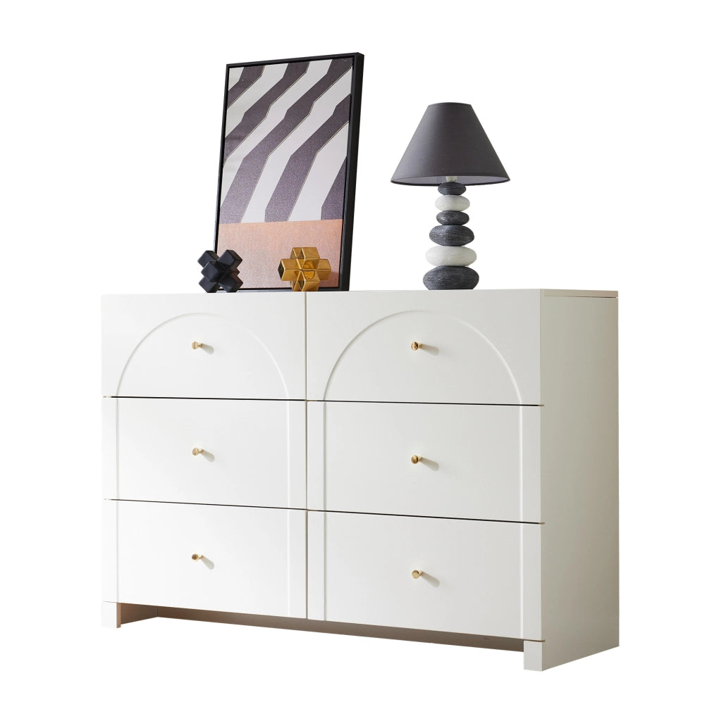 Cassettiera a 6 cassetti in truciolare bianco; 120x40x82 cm