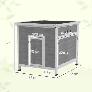 POLLAIO con Tetto in Asfalto 63x82x76 cm in Legno Grigio Chiaro