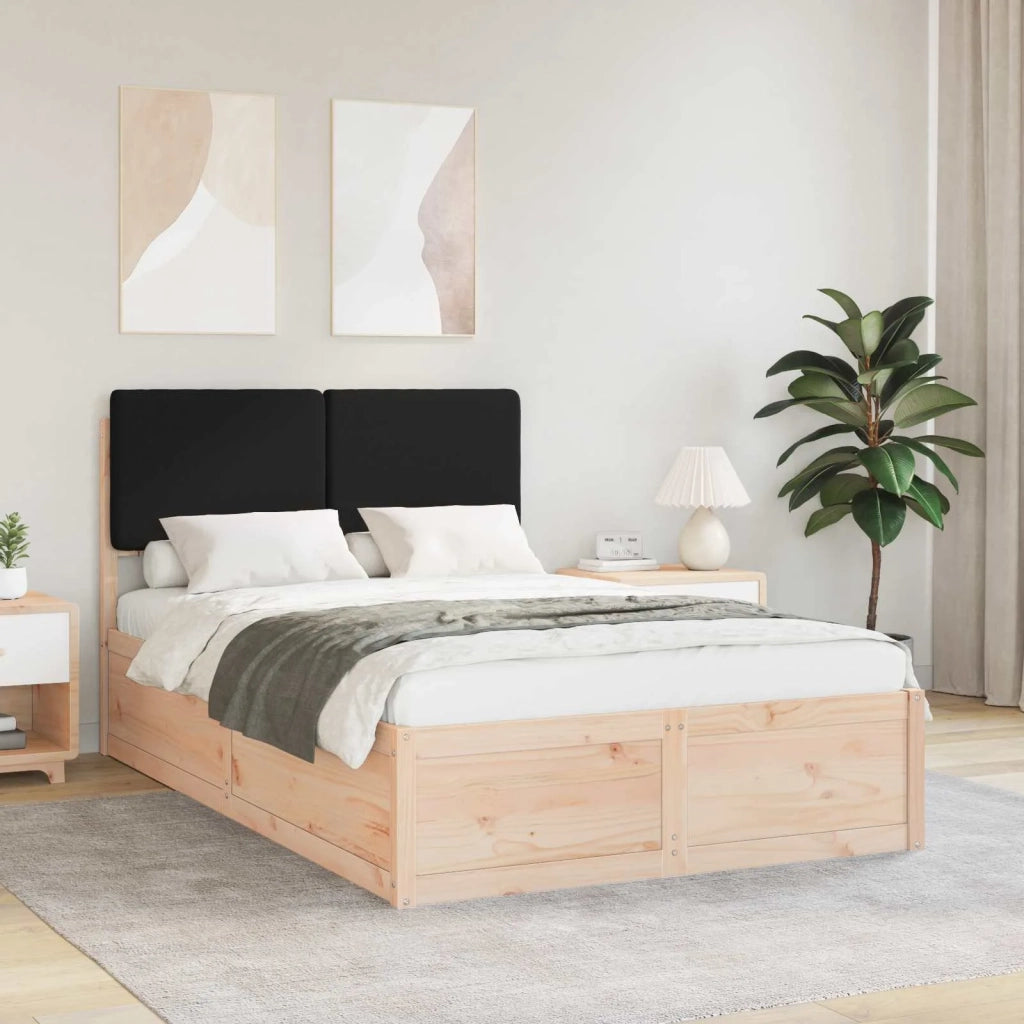 Letto con Testiera Rivestita Nero 120 x 190 cm Pino massello