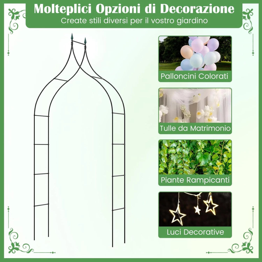 Arco da Giardino in Metallo Decorativo, Pergolato da Esterno per Piante Rampicanti, Arco da Giardino per Prato, Cerimonia di Matrimonio e Decorazioni per Feste