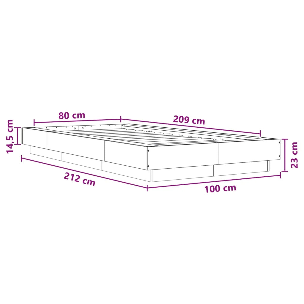 Struttura letto a pavimento Rovere Sonoma 80 x 210 cm 3429700