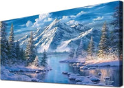 Set di Puntinatura di Diamante per Fai da Te - Immagini Puntinatura di Diamante - Kit di Sfondi per Decorazione - Dimensioni 157 x 70 cm - Sfondo di Neve - Puntinatura di Diamante